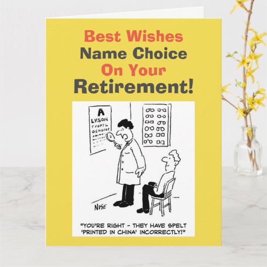 Carte de retraite Opticien (Fleur jaune)