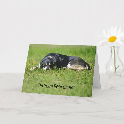 Carte de retraite pour un chien relaxant et mignon (Petite plante)