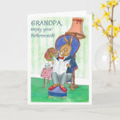 Carte de retraite 'Rabbit' pour grand-père (Fleur jaune)
