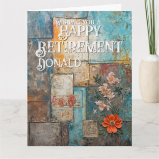 Carte de retraite vintage avec collage floral arti