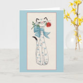 Carte de Rétro Cat (Fleur jaune)