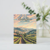 Carte de rétro père Noël Ynez California Vineyard (Debout devant)