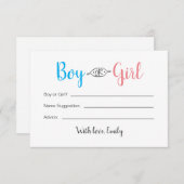 Carte de révélation de genre pour bébé ou garçon (Devant / Derrière)