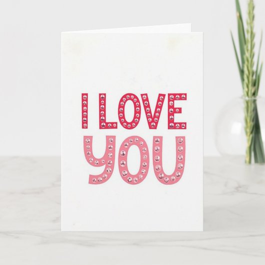 Carte de rhinestone « Je t'aime » (Devant)