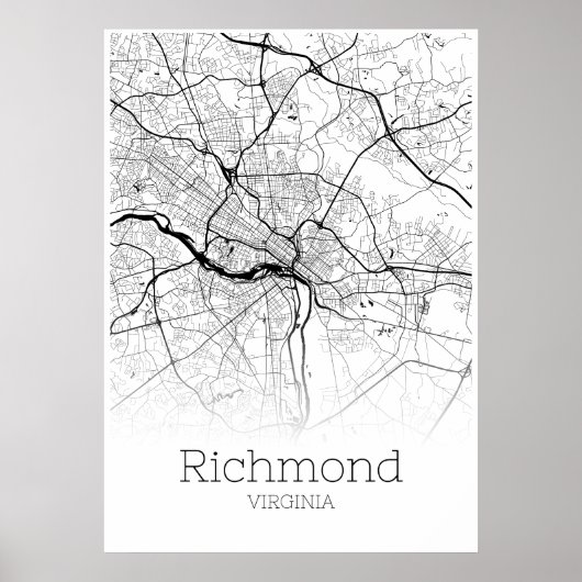 Carte de Richmond - Virginie - Poster de carte de (Devant)