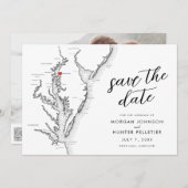 Carte de Rock Hall Maryland Mariage Moderne Minima (Devant / Derrière)