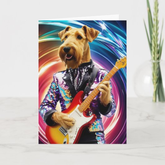 Carte de Rock Star Airedale Mignonne (Devant)