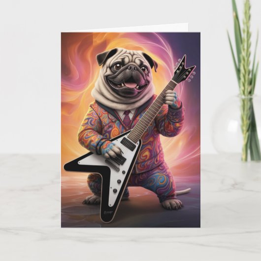 Carte de Rock Star Pug Mignon (Devant)