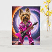 Carte de Rock Star Yorkie Mignon (Fleur jaune)