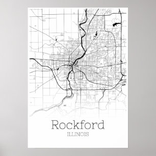Carte de Rockford - Illinois - Affiche de la carte