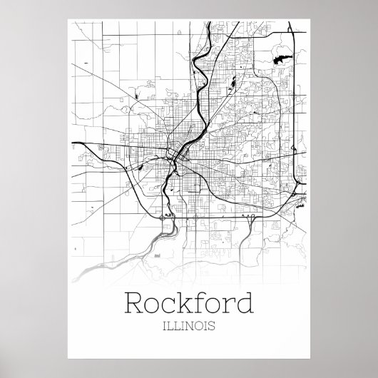 Carte de Rockford - Illinois - Poster de la carte (Devant)