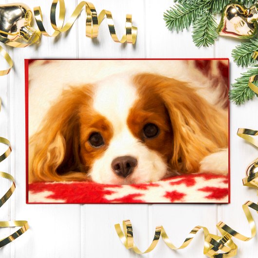 Carte de roi Charles Spaniel flocon de neige peint