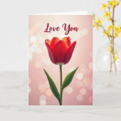Carte de Romantisme Tulipe Rouge Je T'Aime (Fleur jaune)