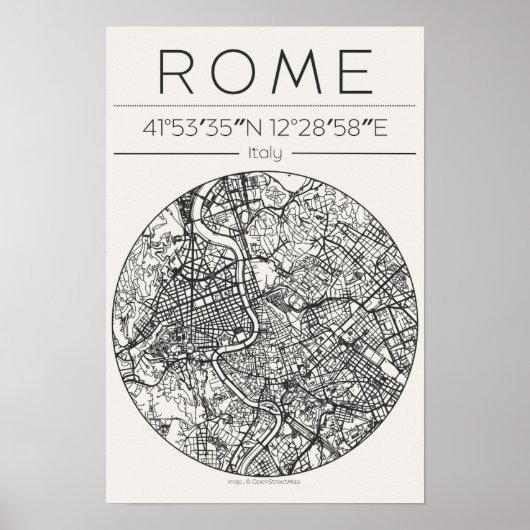 Carte de Rome Poster Art mural circulaire Minimali (Devant)