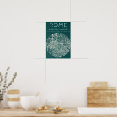 Carte de Rome Poster – Art mural urbain moderne (Cuisine)