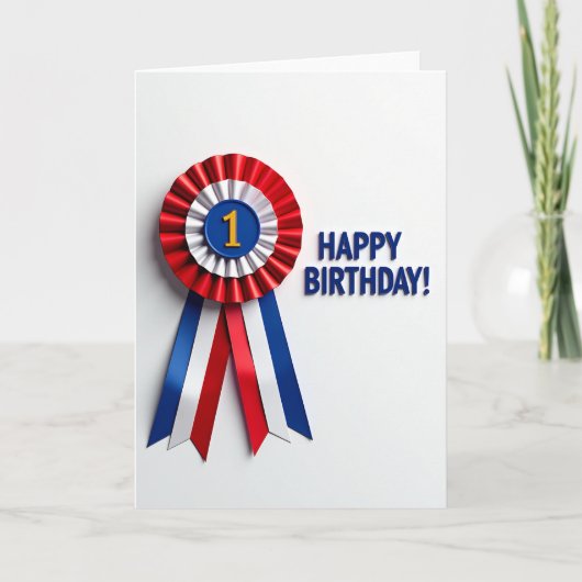 Carte de Rosette pour Premier Anniversaire (Devant)