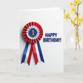 Carte de Rosette pour Premier Anniversaire (Fleur jaune)