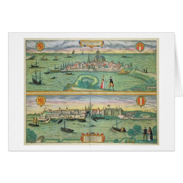 Carte de Rotterdam et de Gouda, de 'Civitates (Devant horizontal)