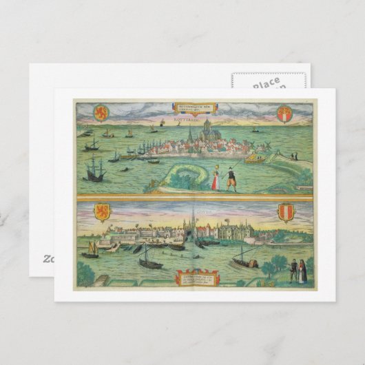 Carte de Rotterdam et Gouda, de 'Civitates Orbis (Devant / Derrière)