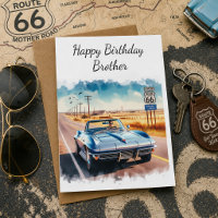 Carte de Route 66 avec voiture classique Joyeux An