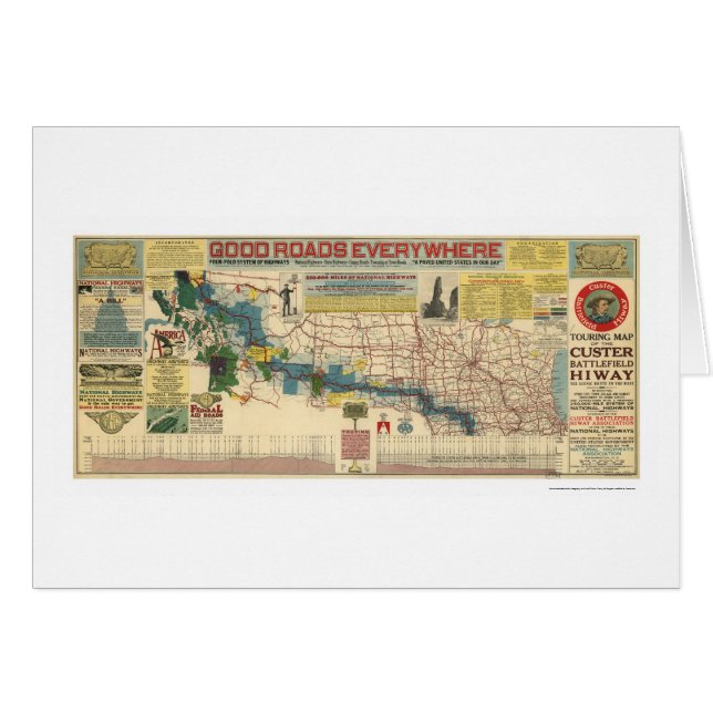 Carte de route de champ de bataille de Custer - (Devant horizontal)
