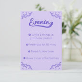 Carte de routine du soir mignonne violet Script (Debout devant)