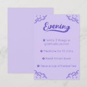 Carte de routine du soir mignonne violet Script (Devant / Derrière)