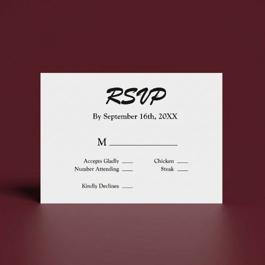 Carte de RSVP Blanc/Noir