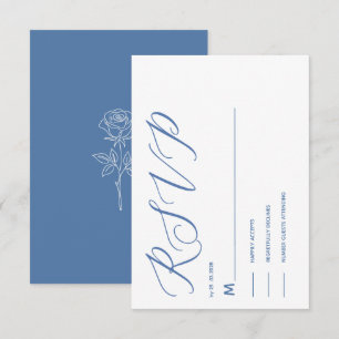 carte de rsvp bleu poussiéreux simple élégant mode