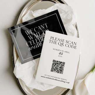 Carte de RSVP Code QR Photo Noir & Blanc Minimalis