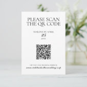 Carte de RSVP Code QR Photo Noir & Blanc Minimalis (Debout devant)