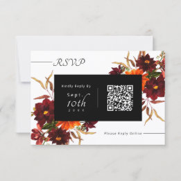 Carte de RSVP de mariage avec code QR Floral Moder
