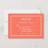 Carte de RSVP de mariage élégant moderne corail bl