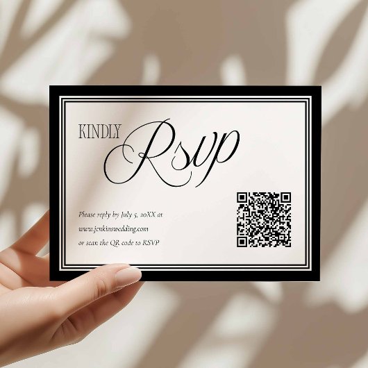 Carte de RSVP de mariage moderne avec code QR