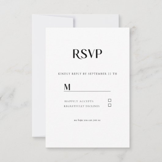 Carte de RSVP de mariage simple moderne (Devant)