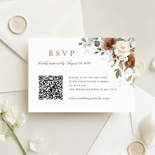 Carte de RSVP en code QR de mariage de verdure de 