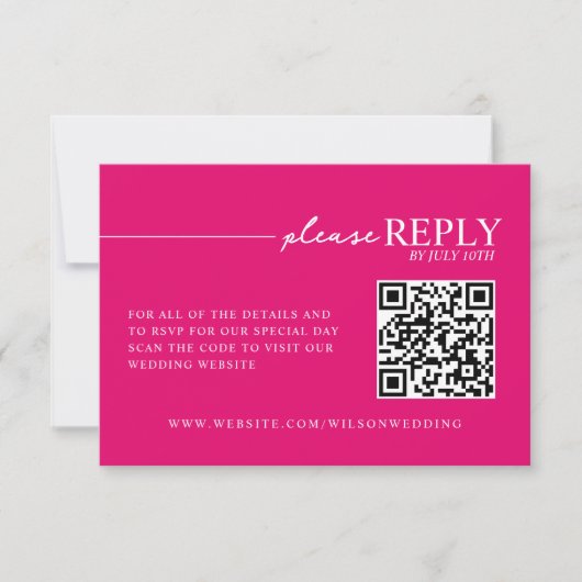 Carte de RSVP en QR code rose chaud avec typograph (Devant)