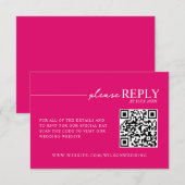 Carte de RSVP en QR code rose chaud avec typograph (Devant / Derrière)