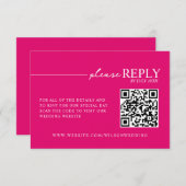 Carte de RSVP en QR Rose Chaud Typographie Minimal (Devant / Derrière)