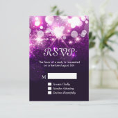 Carte de RSVP - Paillettes de Paillettes Violettes (Debout devant)