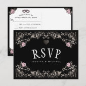 Carte de RSVP pour le MENU de mariage d'Halloween (Devant / Derrière)