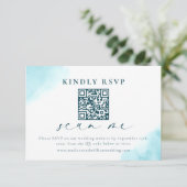 Carte de RSVP QR Code pour mariage sur la plage (Debout devant)