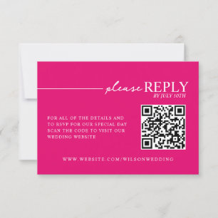 Carte de RSVP QR Rose Chaud Typographie Minimale