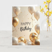 Carte de ruban d'anniversaire doré (Fleur jaune)
