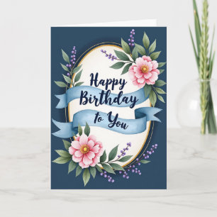 Carte de ruban d'anniversaire doux