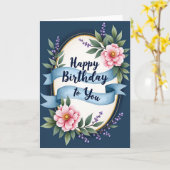 Carte de ruban d'anniversaire doux (Fleur jaune)