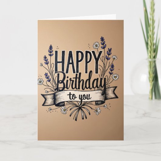 Carte de ruban d'anniversaire scriptée (Devant)