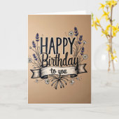 Carte de ruban d'anniversaire scriptée (Fleur jaune)
