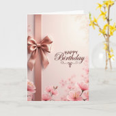 Carte de ruban d'anniversaire tendre (Fleur jaune)