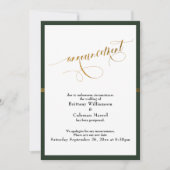 Carte de ruban vert et or pour une annonce élégant (Devant)